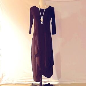 Plum Reversible Dress Never Wrinkles and Features Gathered Asymmetric Skirt